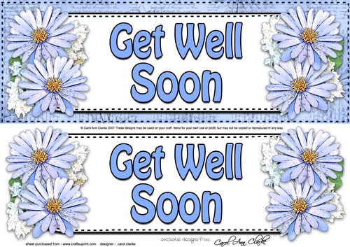 Large DL GET WELL SOON Daisies Floral 3D decoupage