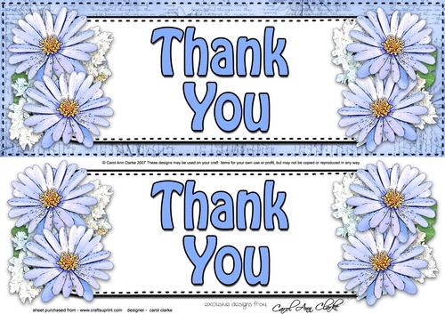 Large DL THANK YOU Daisies Floral 3D decoupage