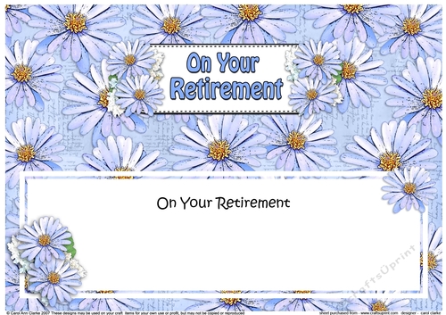 Large DL ON YOUR RETIREMENT Daisies Floral matching insert