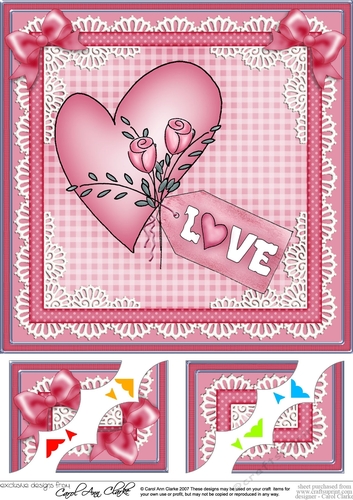 Romantic Love Heart - 8 x 8 Scalloped Corner Topper  