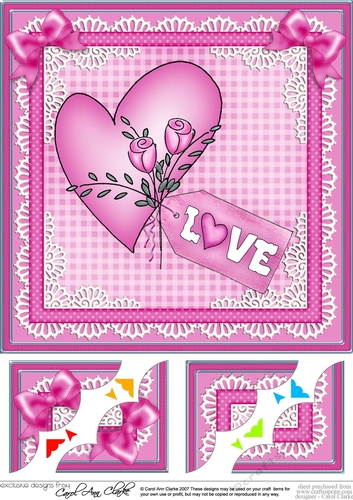 Romantic Love Heart - 8 x 8 Scalloped Corner Topper  