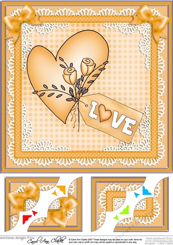 Romantic Love Heart - 8 x 8 Scalloped Corner Topper  