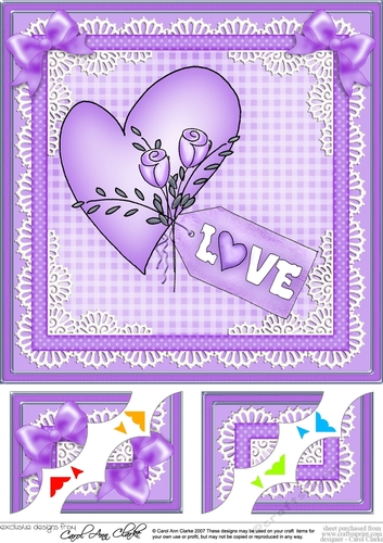 Romantic Love Heart - 8 x 8 Scalloped Corner Topper  