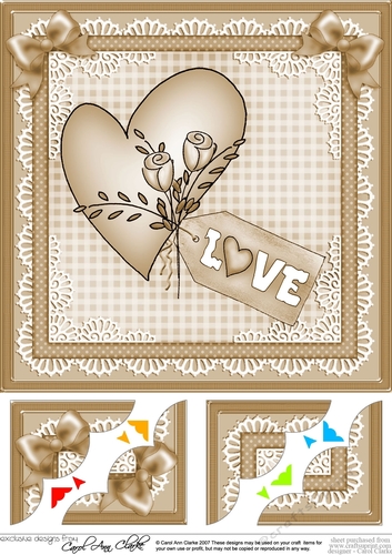 Romantic Love Heart - 8 x 8 Scalloped Corner Topper  