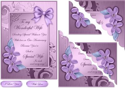 Metallic Anniversary Wife Quick Card Corner Side Stacker