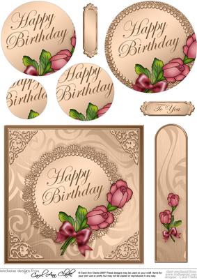 Roses and Metallic Lace Quick Card with Circle Pyramage Topp