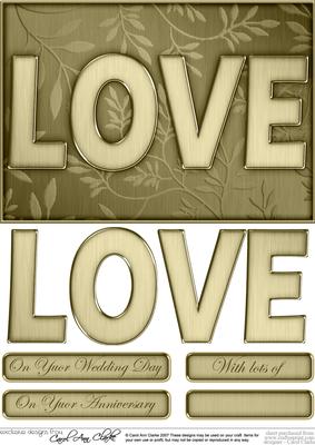 A5 Elegant Metallic Words Love Quick Card with 3D Decoupage