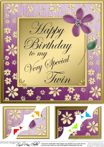 Twins Birthday - 8 x 8 Scalloped Corner Topper  