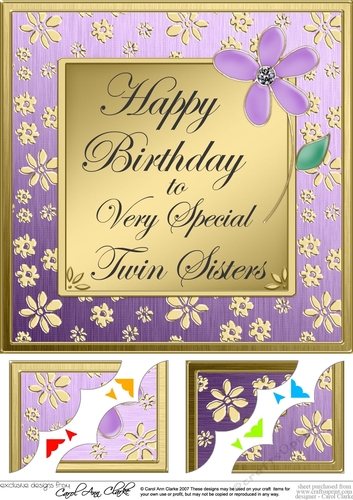 Twins Birthday - 8 x 8 Scalloped Corner Topper  