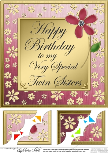 Twins Birthday - 8 x 8 Scalloped Corner Topper  