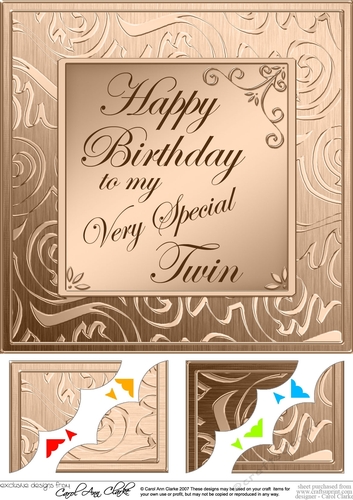 Twins Birthday - 8 x 8 Scalloped Corner Topper  