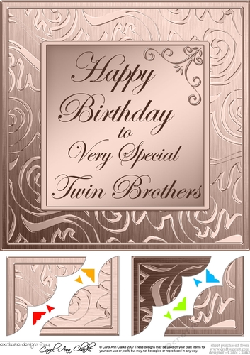 Twins Birthday - 8 x 8 Scalloped Corner Topper  
