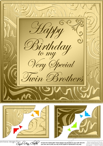 Twins Birthday - 8 x 8 Scalloped Corner Topper  