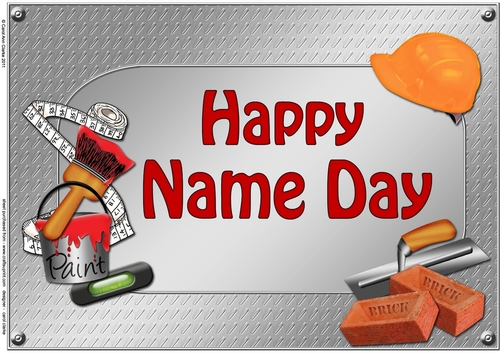 Happy Name Day - A4 Handyman Tools Card Topper