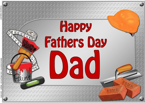 Happy Fathers Day Dad - A4 Handyman Tools Card Topper