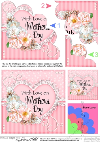 Mothers Day Flowers, Lace & Pearls Shell Edged Corner Side Stacker
