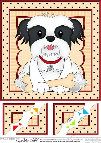 8 x 8 Cute Little Shih Tzu Dog Scalloped Corner Topper 
