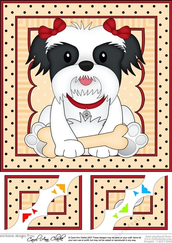 8 x 8 Cute Little Shih Tzu Dog Scalloped Corner Topper 