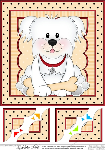8 x 8 Cute Little Bichon Frise Dog Scalloped Corner Topper 