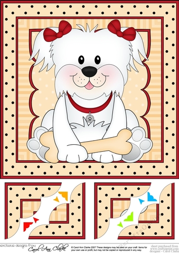 8 x 8 Cute Little Bichon Frise Dog Scalloped Corner Topper 