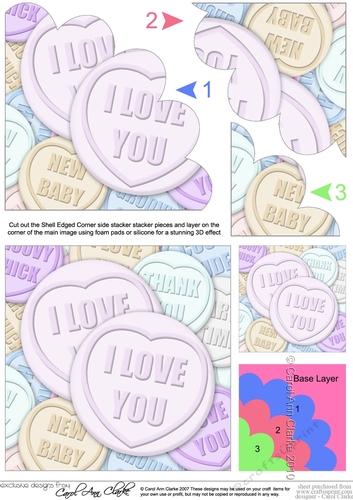 I Love You - Sweet Heart - Shell Edged Corner Side Stacker