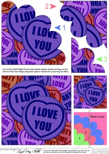 I Love You - Sweet Heart - Shell Edged Corner Side Stacker