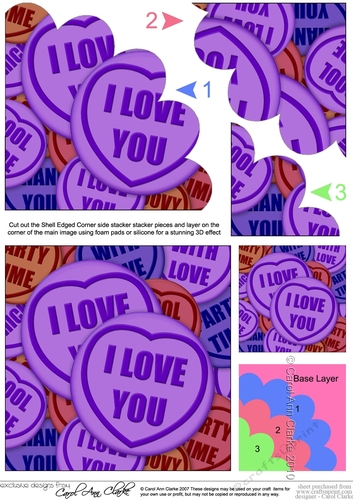 I Love You - Sweet Heart - Shell Edged Corner Side Stacker