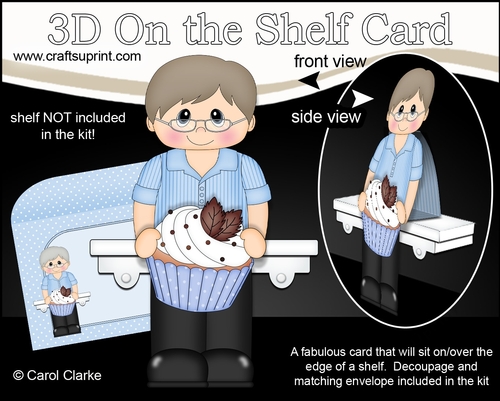 3D On the Shelf Card Kit - Old Man Abelard has a Yummy Scrummy Cupcake