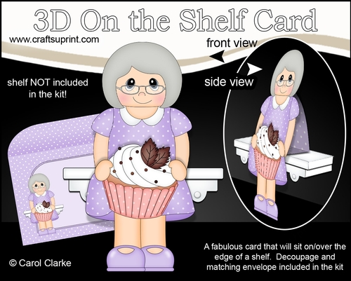 3D On the Shelf Card Kit - Old Lady Faith has a Yummy Scrummy Cupcake