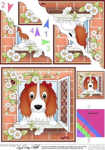 Scalloped Corner Stacker - Through the Window - Little Springer Spaniel Dog