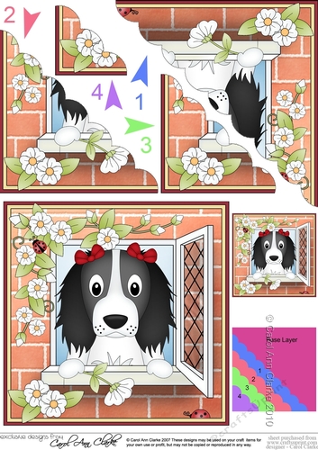 Scalloped Corner Stacker - Through the Window - Little Springer Spaniel Dog