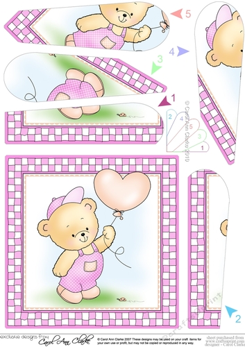 Cute Hunney Bear Robert has a Balloon - Twisted Tunnel Topper
