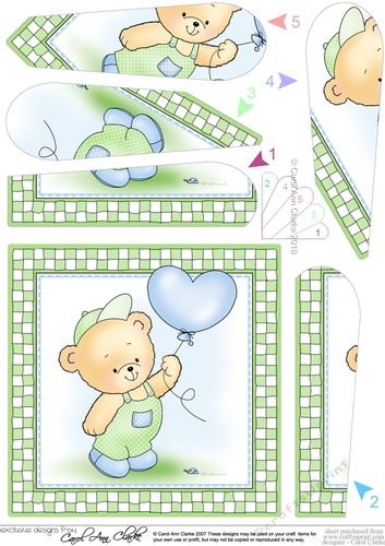 Cute Hunney Bear Robert has a Balloon - Twisted Tunnel Topper
