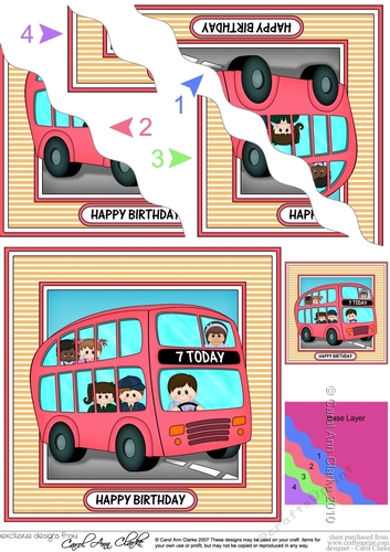 BIRTHDAY AGE BUS - 7 TODAY  Wavey Corner Stacker