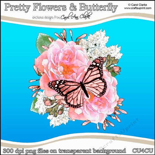 Pretty Flowers & Butterfly - CU4CU Digital Clip Art Set