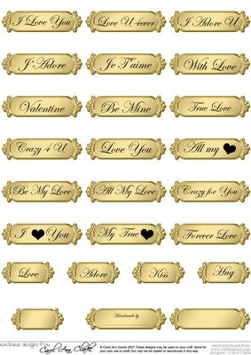 Metallic Love and Romance Greetings Text Plates
