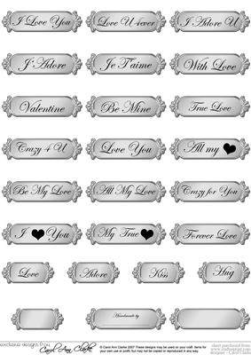 Metallic Love and Romance Greetings Text Plates