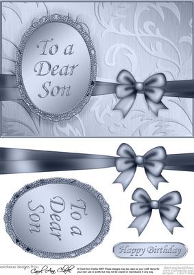A5 Elegant Metallic Son Quick Card with 3D Decoupage