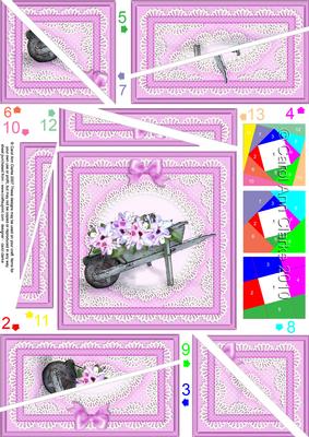 Flower Filled Wheelbarrow Quick Card with Twisted Spiral Sid