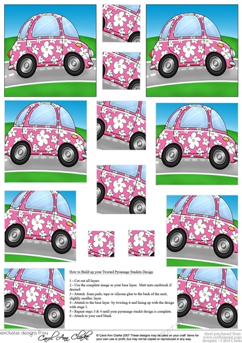 Funky Floral Car - Twisted Pyramage sheet