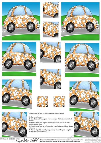 Funky Floral Car - Twisted Pyramage sheet