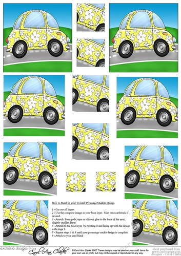 Funky Floral Car - Twisted Pyramage sheet