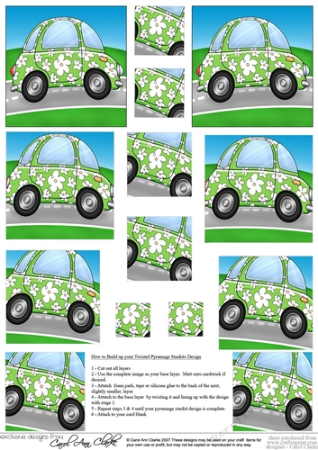 Funky Floral Car - Twisted Pyramage sheet
