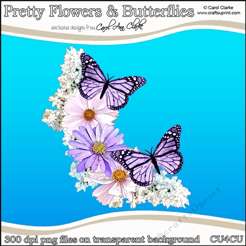 Pretty Flowers & Butterflies - CU4CU Digital Clip Art Set
