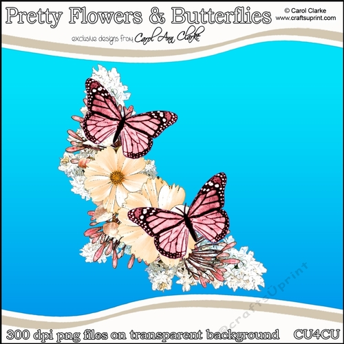Pretty Flowers & Butterflies - CU4CU Digital Clip Art Set