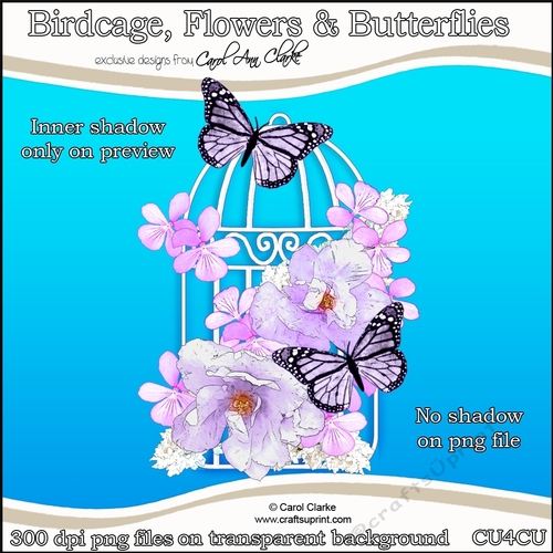Birdcage, Flowers & Butterflies - CU4CU Digital Clip Art Set