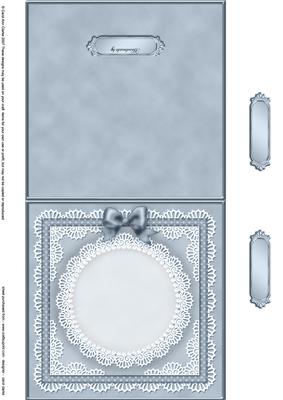 Square Pearls, Lace and Ribbon Plain Card Base Landscape For