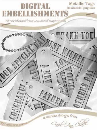 Metallic Everyday Tags Digital Embellishments