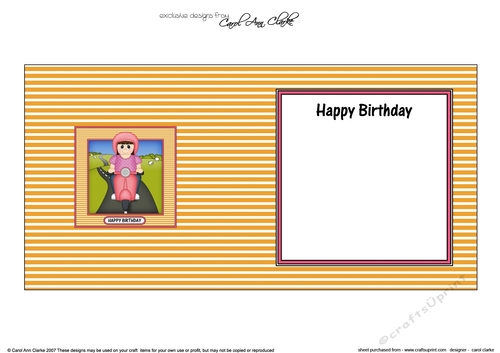 Square Landscape Insert - Little Motor Scooter Rider hits the Open Road