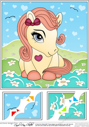 8 x 8 Cute Little Pony Scalloped Corner Topper 